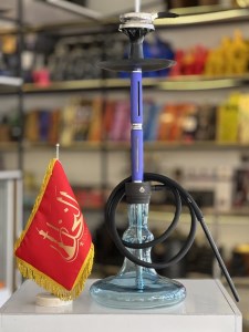 ست قلیان DH بدنه یاسی شیشه شفاف آبی کد DH144