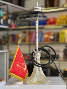 ست قلیان DH دو شیلنگ بدنه استیل شیشه شفاف کد DH158