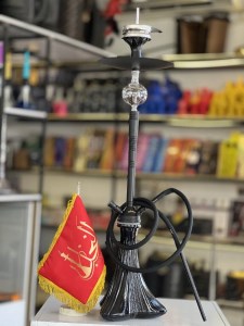 ست قلیان DH دو شیلنگ بدنه مشکی شیشه مشکی کد DH145