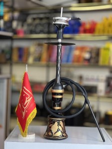 ست قلیان DH بدنه شیار مشکی شیشه ابروبادی مشکی کد DH146