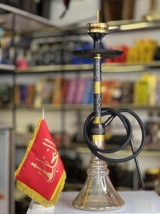 ست قلیان لاین کینگ بدنه تمام شیار سوپاپ دارمشکی شیشه شفاف کد LA102