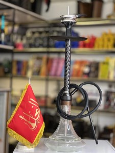 ست قلیان لاین کینگ بدنه تمام شیار سوپاپ دارمشکی شیشه شفاف کد LA104