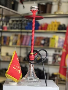 ست قلیان لاین کینگ بدنه بلند قرمز شیشه شفاف کد LA111