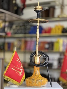 ست قلیان لاین کینگ بدنه طلایی شیشه ابروبادی کد LA127