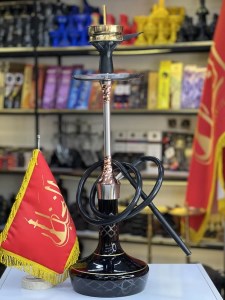 ست قلیان استار باز بدنه استیل رزگلد شیشه مشکی دارای شلنگ و سری سیلیکونی ست قلیان استار باز بدنه استیل رزگلد شیشه مشکی کد ST101