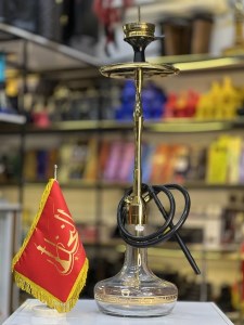 ست قلیان DH بدنه استیل طلایی شیشه ورساچ شفاف کد DH149