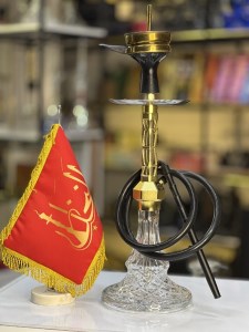 ست قلیان DH کوچک بدنه زنبوری طلایی شیشه کریستال شفاف کد DH155