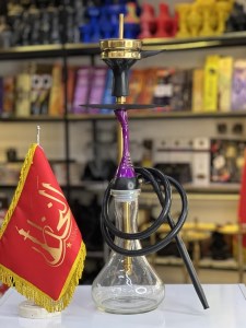 ست قلیان استار باز بدنه رزین بنفش شیشه شفاف دارای شلنگ و سری سیلیکونی ست قلیان استار باز بدنه رزین بنفش شیشه شفاف کد ST106