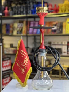 ست قلیان استار باز بدنه رزین قرمز شیشه شفاف کد ST108