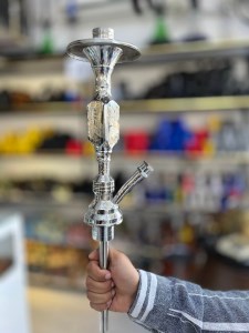 بدنه (تنه) برنجی قلیان چهار گوش آبکاری قلم زنی 30 سانتی کد BE100