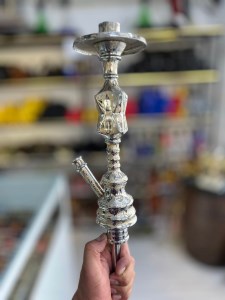 بدنه (تنه) برنجی قلیان ستاره ای چهار پهلو آبکاری قلم زنی 30 سانتی کد BE102