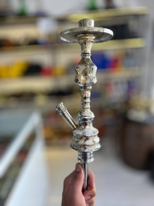 بدنه (تنه) برنجی قلیان شش پهلو آبکاری قلم زنی 30 سانتی کد BE105