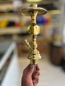 بدنه (تنه) برنجی قلیان ستاره ای کوچک آبکاری قلم زنی 30 سانتی کد BE106