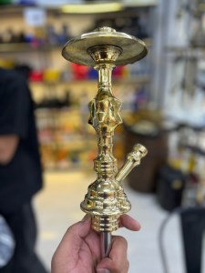 بدنه (تنه) برنجی قلیان تک مکعب زرد 25 سانتی کد BE110