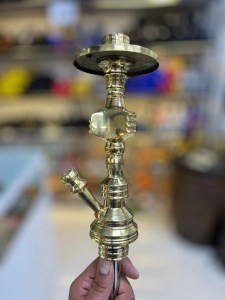 بدنه (تنه) برنجی قلیان سه گوش مکعب زرد 25 سانتی کد BE113