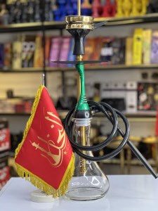 ست قلیان استار باز بدنه رزین سبز شیشه شفاف کد ST110