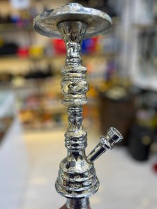 بدنه (تنه) برنجی قلیان تک مکعب آبکاری قلم زنی 25 سانتی کد BE117