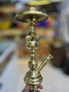 بدنه (تنه) برنجی قلیان تک معکب چهار گوش زرد 25 سانتی کد BE118