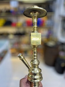 بدنه (تنه) برنجی قلیان تک مکعب زرد 50 سانتی کد BE121