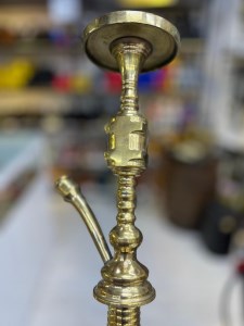 بدنه (تنه) برنجی قلیان مکعب شمش زرد شیار دار 50 سانتی کد BE122