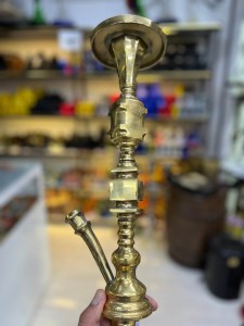 بدنه (تنه) برنجی قلیان تک مکعب شمش زرد 60 سانتی کد BE123