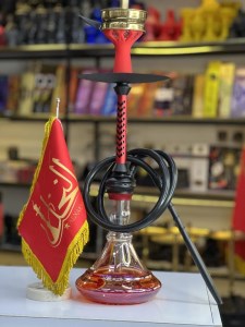 ست قلیان استار باز سوپاپ مخفی بدنه قرمز شیشه قرمز شفاف کد ST111