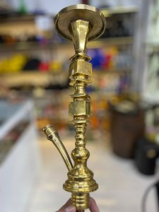 بدنه (تنه) برنجی قلیان دو مکعب شمش زرد سنگین 60 سانتی کد BE125