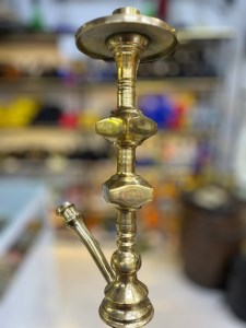 بدنه (تنه) برنجی قلیان دو مکعب زرد 60 سانتی کد BE127