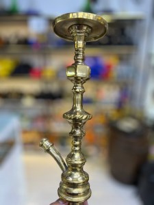 بدنه (تنه) برنجی قلیان تک مکعب تک گرد زرد 60 سانتی کد BE128