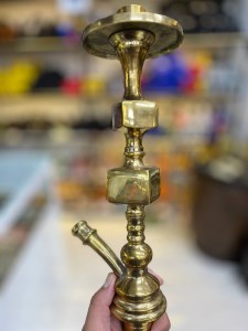 بدنه (تنه) برنجی قلیان دو مکعب زرد 60 سانتی کد BE130