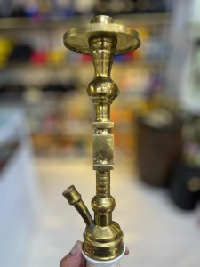 بدنه (تنه) برنجی قلیان توپر زرد رضا ترک 50 سانتی کد BE131