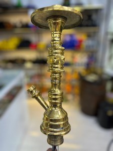 بدنه (تنه) برنجی قلیان شمش زرد شیار دار 30 سانتی کد BE132