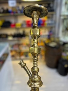 بدنه (تنه) برنجی قلیان دو مکعب زرد توپر 60 سانتی کد BE133