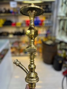 بدنه (تنه) برنجی قلیان دو مکعب زرد شمش 60 سانتی کد BE134