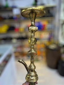 بدنه (تنه) برنجی قلیان سه مکعب شمش زرد 30 سانتی کد BE135