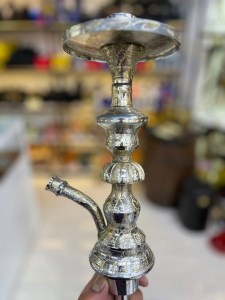 بدنه (تنه) برنجی قلیان تک مکعب چتری آبکاری قلم زنی 30 سانتی کد BE139