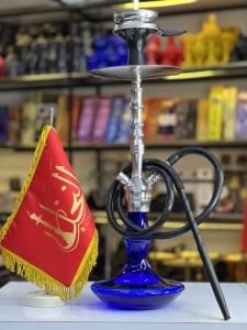 ست قلیان استار باز بدنه استیل شیشه آبی کد ST113