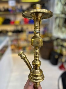 بدنه (تنه) برنجی قلیان تک مکعب زرد 30 سانتی کد BE144