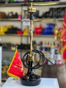 ست قلیان کرنو بدنه طلایی براق شیشه مشکی کد KE118