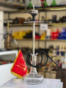 ست قلیان کرنو بدنه نقره ای شیشه ساده شفاف کد KE119