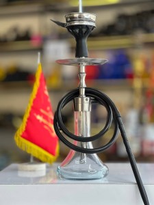 ست قلیان کرنو مینی بدنه نقره ای مات شیشه شفاف کد KE121