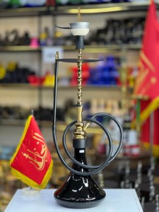 ست قلیان موسو بدنه طلایی شیشه مشکی MO103