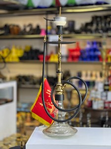 ست قلیان موسو بدنه طلایی شیشه عسلی MO104