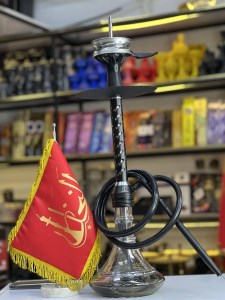 ست قلیان استار باز بدنه تمام سوپاپ شیاردار مشکی شیشه شفاف ابروبادی کد ST115