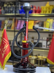 ست قلیان سون استار اورجینال تنه اگزوزی قرمز شیشه ابروبادی کد SA100