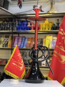 ست قلیان کارمانیا بدنه تمام سوپاپ قرمز شیشه مشکی کد KA100