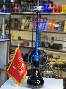 ست قلیان کارمانیا بدنه شیار 36 سوپاپ آبی شیشه مشکی KA109