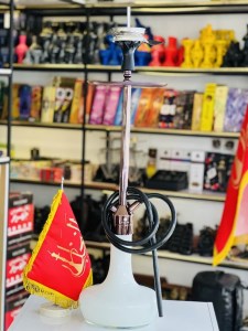 ست قلیان کرنو بدنه رزگلدبراق شیشه شیری دارای شلنگ و سری سیلیکونی ست قلیان کرنو بدنه رزگلدبراق شیشه شیری کد KE106