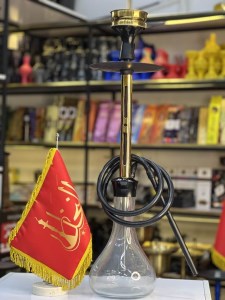 ست قلیان کارمانیا بدنه طلایی براق شیشه شفاف کد KA117