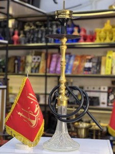 ست قلیان کارمانیا بدنه طلایی مات شیشه شفاف کد KA118